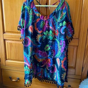 Kaftan cover up with tassel trim.